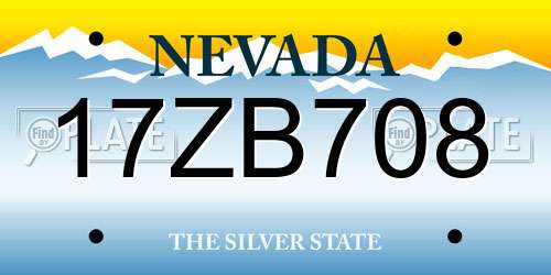 17ZB708 Nevada License Plate