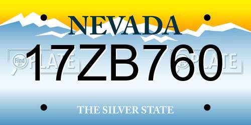 17ZB760 Nevada License Plate