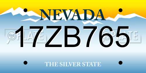 17ZB765 Nevada License Plate