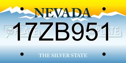 17ZB951 Nevada License Plate