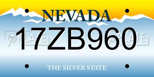 17ZB960 Nevada License Plate