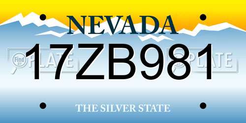 17ZB981 Nevada License Plate