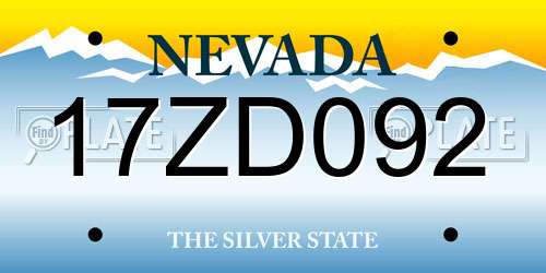 17ZD092 Nevada License Plate