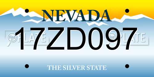 17ZD097 Nevada License Plate