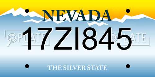 17ZI845 Nevada License Plate