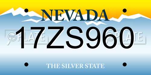 17ZS960 Nevada License Plate