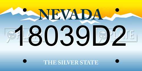 18039D2 Nevada License Plate