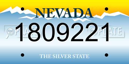 1809221 Nevada License Plate