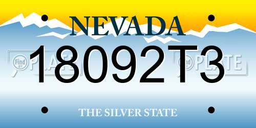 18092T3 Nevada License Plate