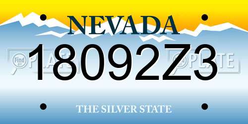 18092Z3 Nevada License Plate