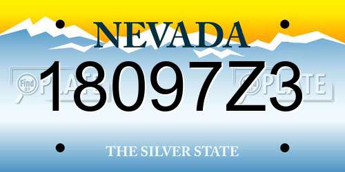 18097Z3 Nevada License Plate