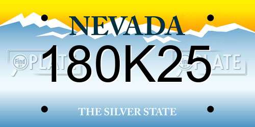 180K25 Nevada License Plate