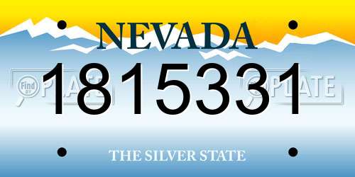 1815331 Nevada License Plate