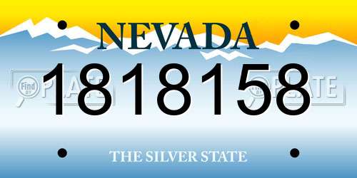 1818158 Nevada License Plate