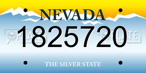 1825720 Nevada License Plate