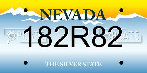 182R82 Nevada License Plate