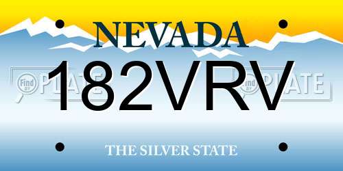 182VRV Nevada License Plate