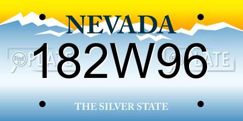 182W96 Nevada License Plate