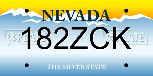 182ZCK Nevada License Plate