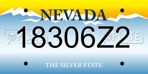 18306Z2 Nevada License Plate