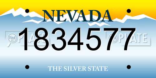 1834577 Nevada License Plate