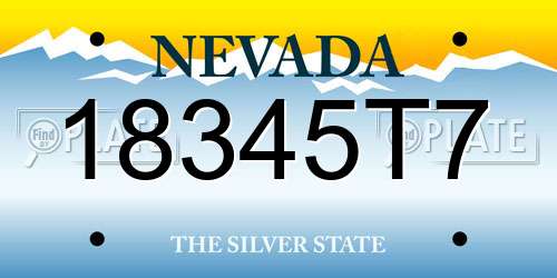 18345T7 Nevada License Plate