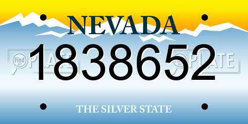 1838652 Nevada License Plate