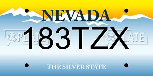 183TZX Nevada License Plate