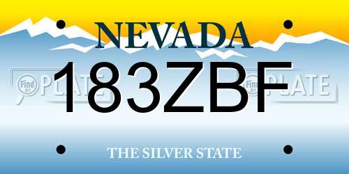 183ZBF Nevada License Plate