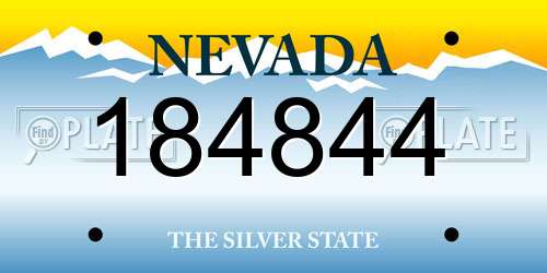 184844 Nevada License Plate