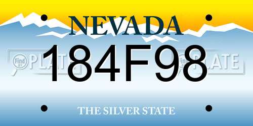 184F98 Nevada License Plate