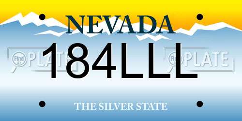 184LLL Nevada License Plate