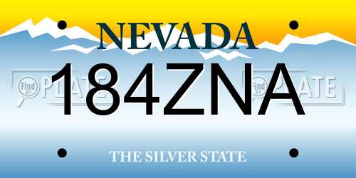 184ZNA Nevada License Plate