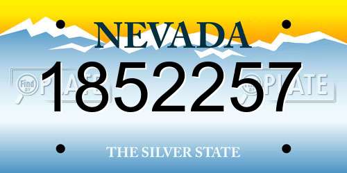 1852257 Nevada License Plate