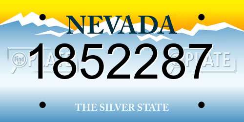 1852287 Nevada License Plate