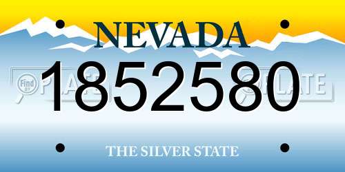 1852580 Nevada License Plate