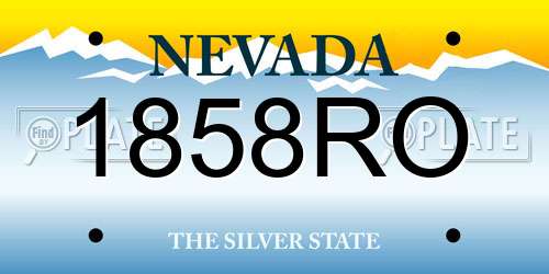 1858RO Nevada License Plate