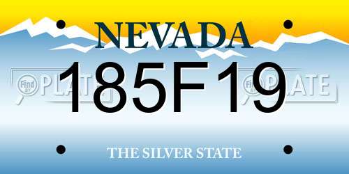 185F19 Nevada License Plate