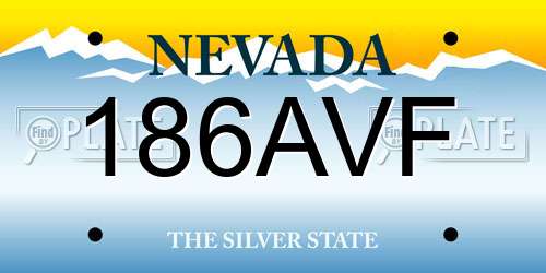 186AVF Nevada License Plate
