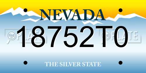 18752T0 Nevada License Plate