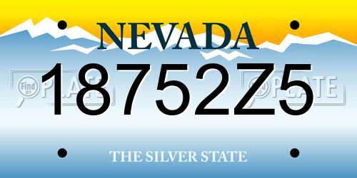 18752Z5 Nevada License Plate