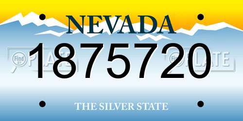 1875720 Nevada License Plate
