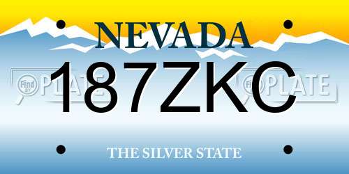 187ZKC Nevada License Plate