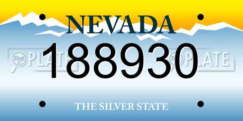 188930 Nevada License Plate