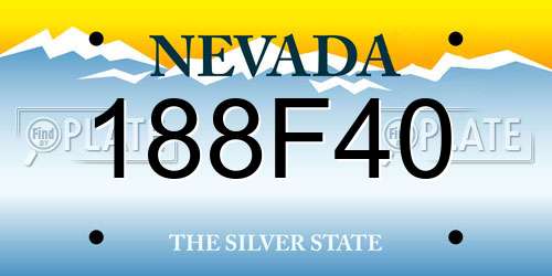 188F40 Nevada License Plate