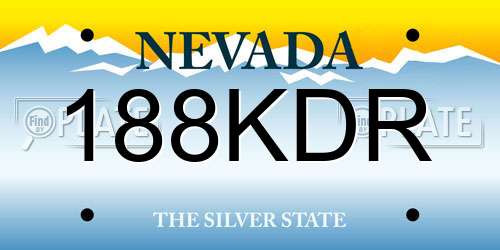 188KDR Nevada License Plate