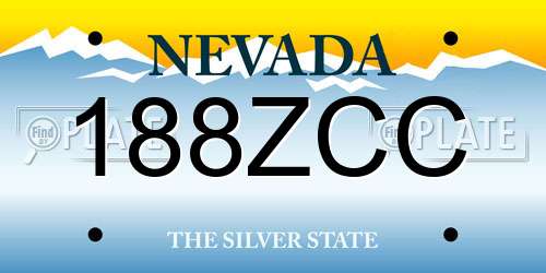 188ZCC Nevada License Plate