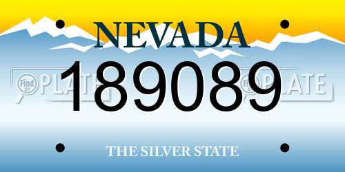 189089 Nevada License Plate