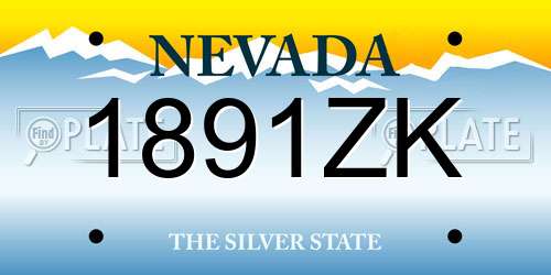 1891ZK Nevada License Plate