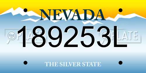 189253L Nevada License Plate